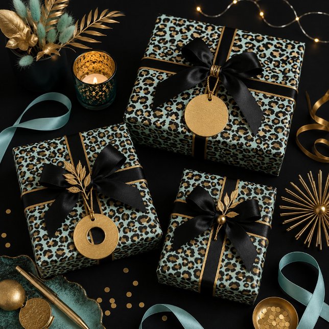 Cheetah Print Blue Background Wrapping Paper Sheet (Creator Uploaded)