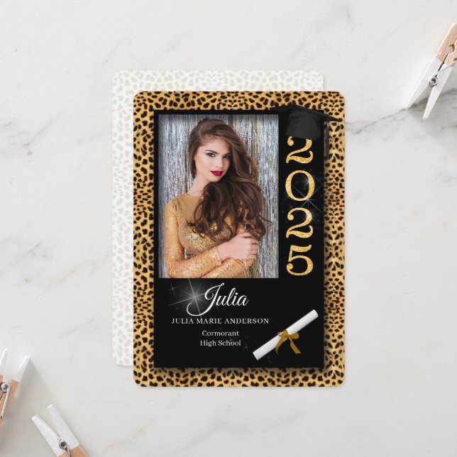 Cheetah Print Class of 2025 Graduation Invitation (Front/Back In Situ)