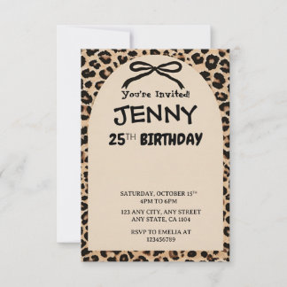 Cheetah Print Custom Kids Birthday Invite Party
