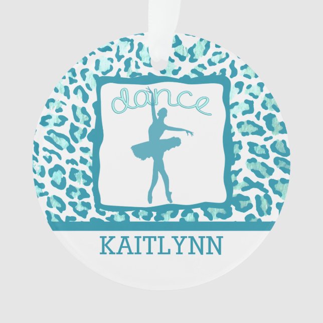 Cheetah Print Dance in Turquoise Ornament (Front)