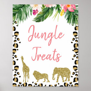 Cheetah Print Gold Glitter Safari Birthday Sign