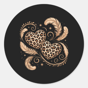 Cheetah Print Heart Classic Round Sticker