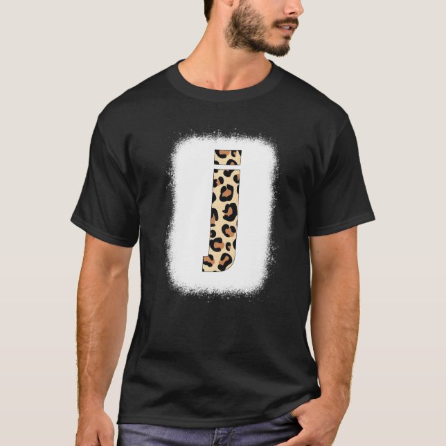 Cheetah Print Letter J  Initial Letter J Leopard B T-Shirt (Front)
