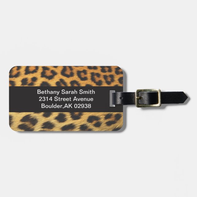 Cheetah Print Luggage Tag (Front Horizontal)