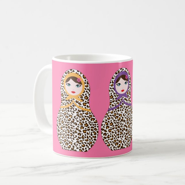 Cheetah Print Matryoshka Coffee Mug  (Front Left)