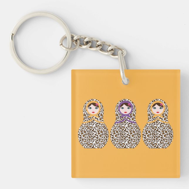 Cheetah Print Matryoshka Keychain  (Front)