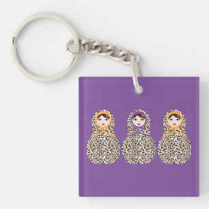 Cheetah Print Matryoshka Keychain 