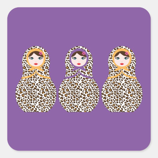 Cheetah Print Matryoshka Sticker  (Front)