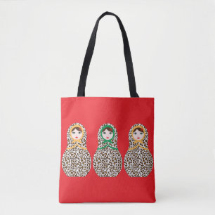 Cheetah Print Matryoshka Tote Bag 