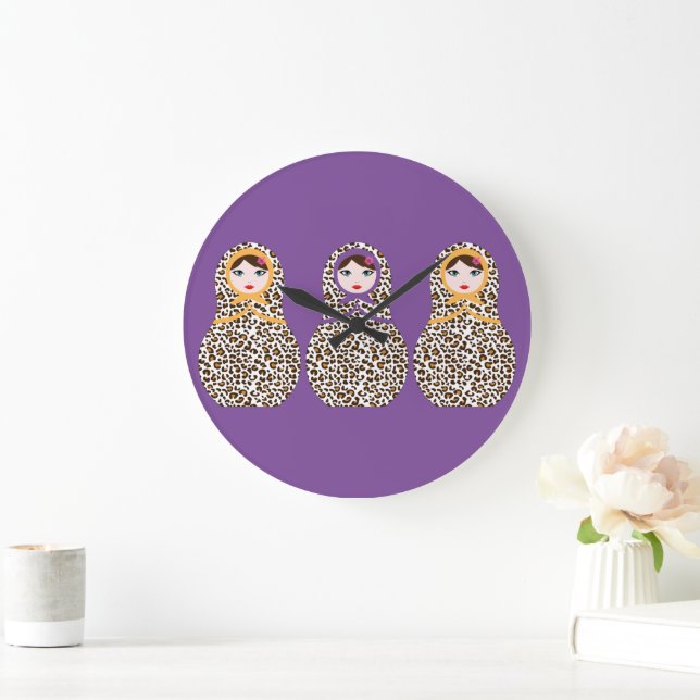 Cheetah Print Matryoshka Wall Clock (Home)
