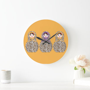 Cheetah Print Matryoshka Wall Clock