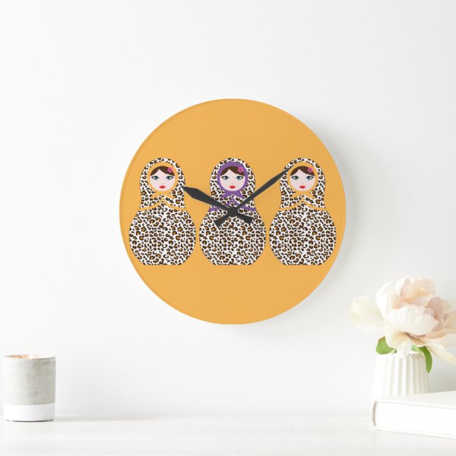 Cheetah Print Matryoshka Wall Clock (Home)