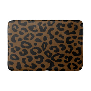 Cheetah Print Pattern Black Brown Bath Mat