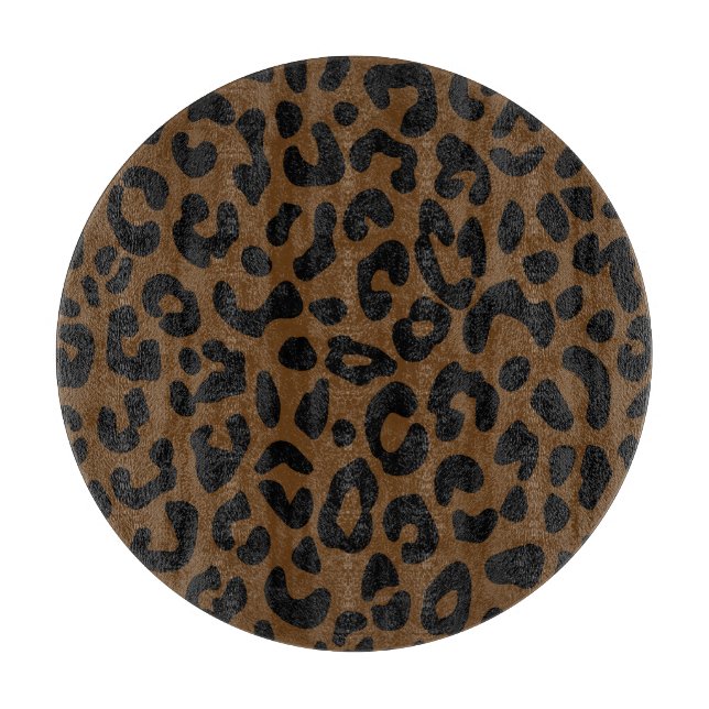 Cheetah Print Pattern Black Brown Cutting Board (Front)