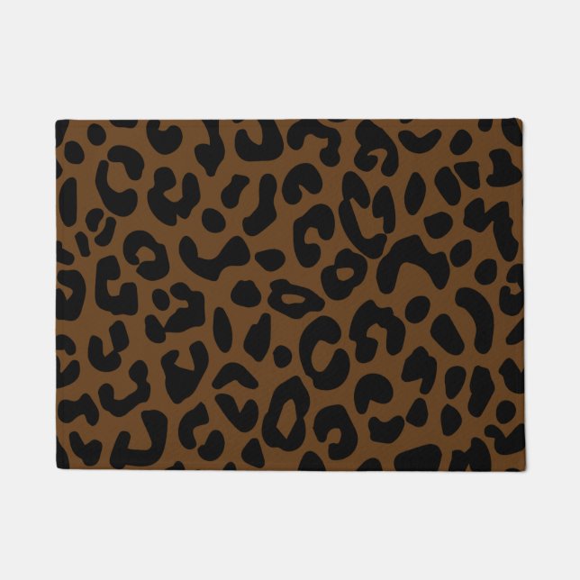 Cheetah Print Pattern Black Brown Doormat (Front)