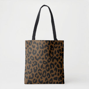 Cheetah Print Pattern Black Brown Tote Bag