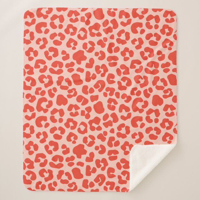 Cheetah Print Pattern Red Sherpa Blanket (Front)