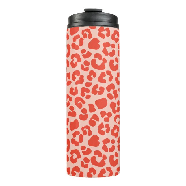 Cheetah Print Pattern Red Thermal Tumbler (Front)
