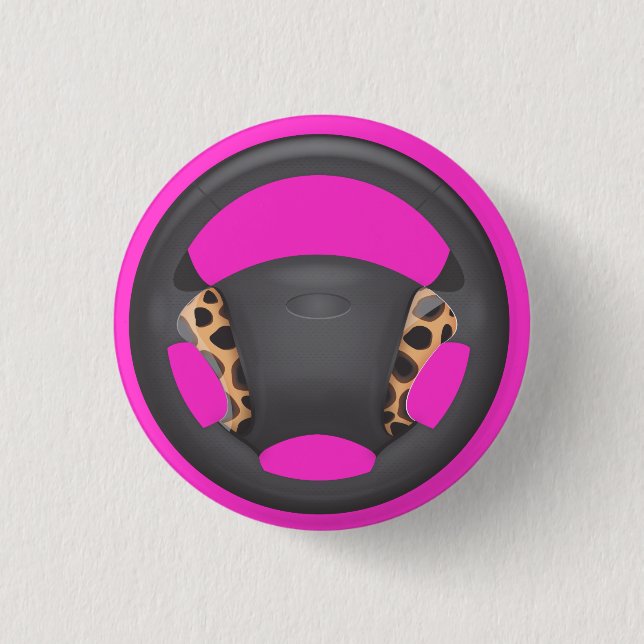 Cheetah  Print Steering Wheel 3 Cm Round Badge (Front)
