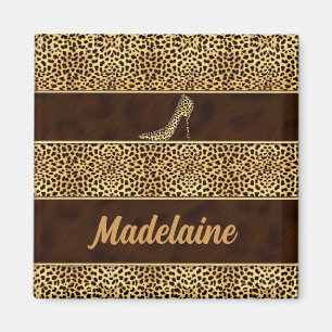 Cheetah Print with Heels with Name Magnet