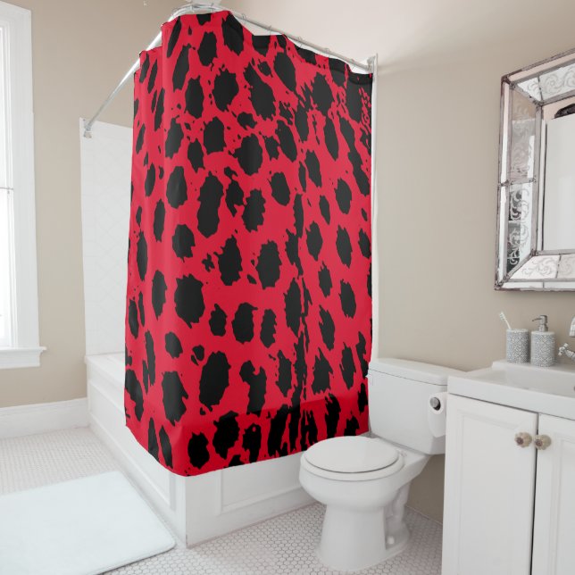 Cheetah Red Shower Curtain (In Situ)