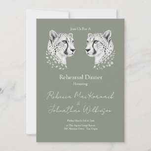 Cheetah Rehearsal Dinner Elegant Sage Design Invitation