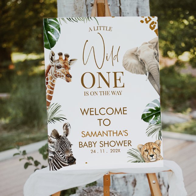 Cheetah Safari Wild One Baby Shower Welcome Sign (Safari Baby Shower Welcome Sign, Safari Wild One Baby Shower Welcome Poster, Jungle Baby Shower Sign)
