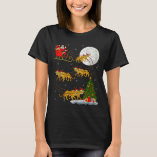 Cheetah Santa Sleigh Flying Funny Magical Christma T-Shirt