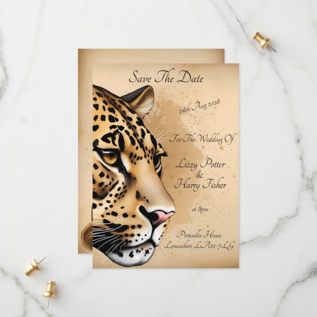 Cheetah  save the date (Front/Back In Situ)