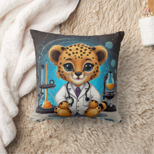 Cheetah Scientist Experiment Print Cushion