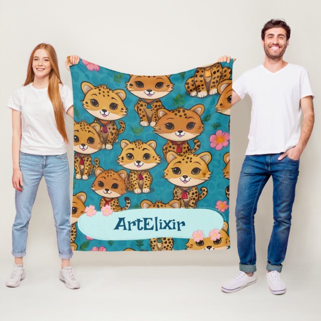 Cheetah Sitting Print Fleece Blanket (In Situ)
