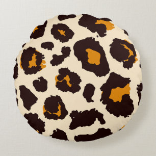 Cheetah Skin, Animal Print Texture. Round Cushion