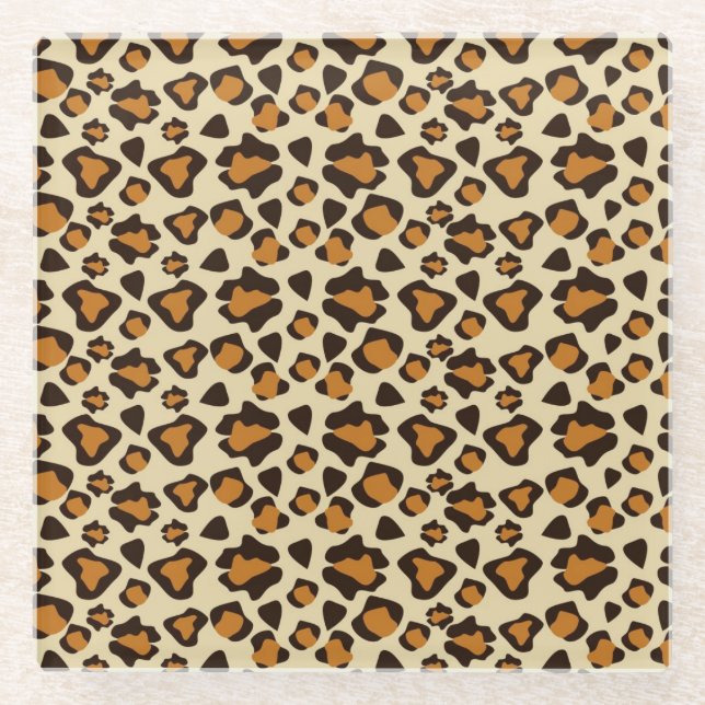 Cheetah skin pattern glass coaster (Front)