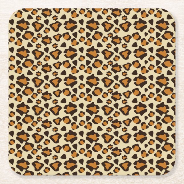 Cheetah skin pattern square paper coaster (Front)