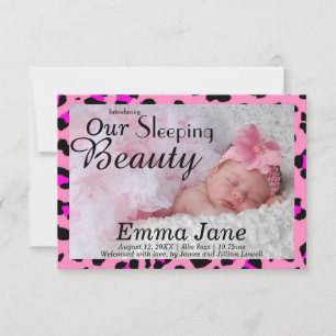 Cheetah Sleeping Beauty 3x5 Birth Announcement