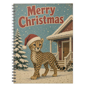 Cheetah Snow Lane Animal Christmas Notebook