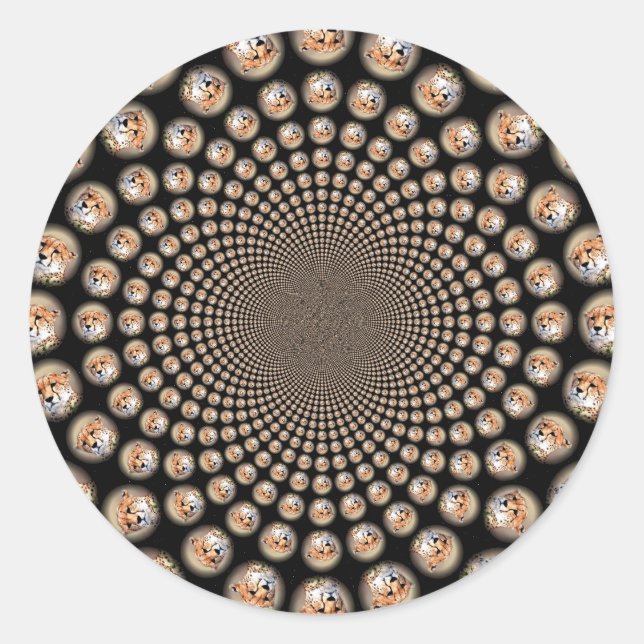 Cheetah Spin Spectacle – Feline Frenzy: Colourful  Classic Round Sticker (Front)