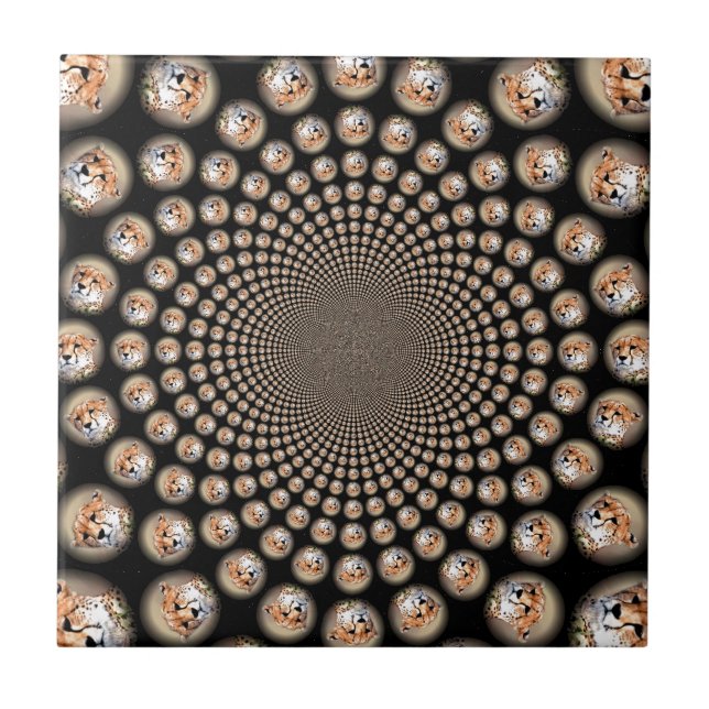 Cheetah Spin Spectacle – Feline Frenzy: Colourful  Tile (Front)