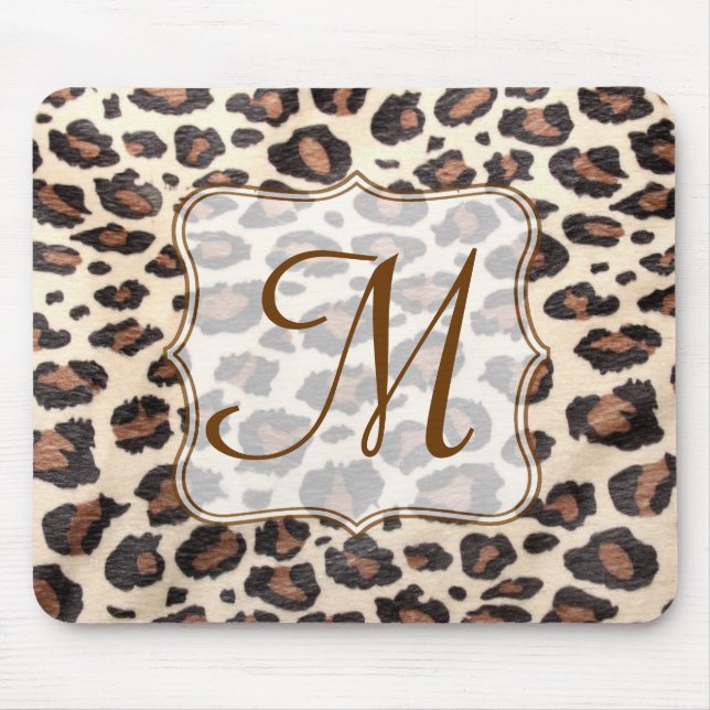 Cheetah Spot Animal Monogram Initial Mouse Pad (Front)