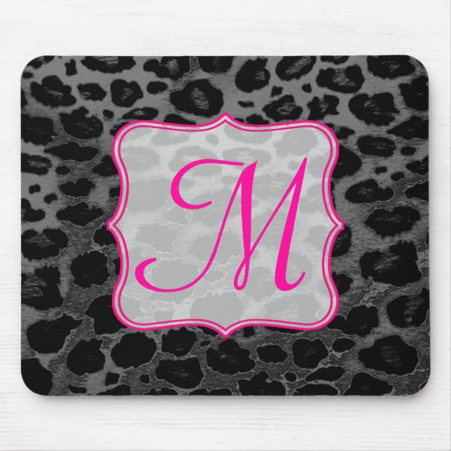 Cheetah Spot Animal Monogram Initial Mouse Pad (Front)