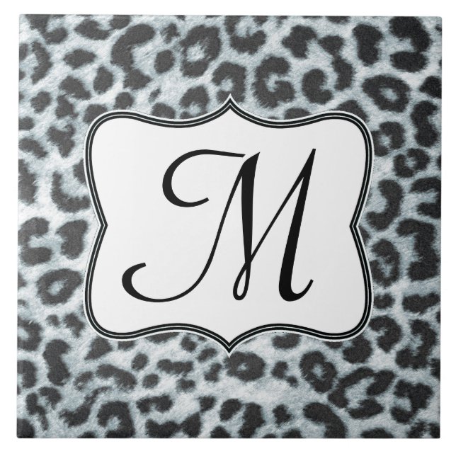 Cheetah Spot Animal Print Monogram Display Tile (Front)