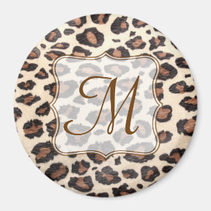 Cheetah Spot Animal Print Monogram Initial Magnet