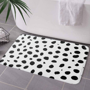 Cheetah Spots Black White  Bath Mat