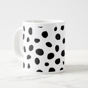 Cheetah Spots Black White Large Coffee Mug