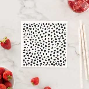 Cheetah Spots Black White  Napkin