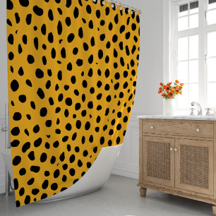 Cheetah Spots Orange Black Shower Curtain