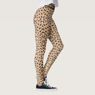 Cheetah Spots Personalise Text Live Wild and Free  Leggings