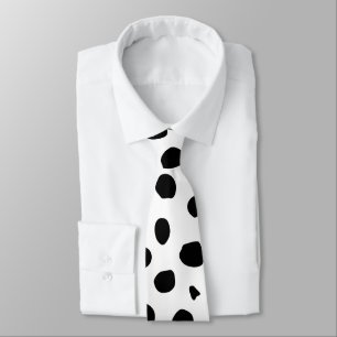 Cheetah Spots Print Black And White Tie