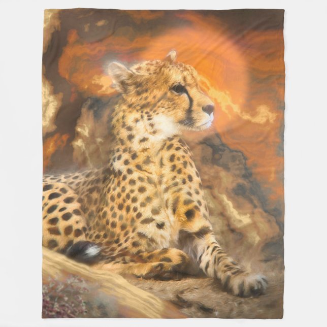 CHEETAH STANDING DOWN FLEECE BLANKET (Front)
