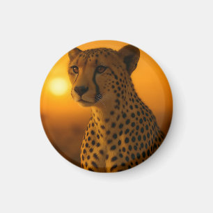 Cheetah Sunset Portrait Magnet